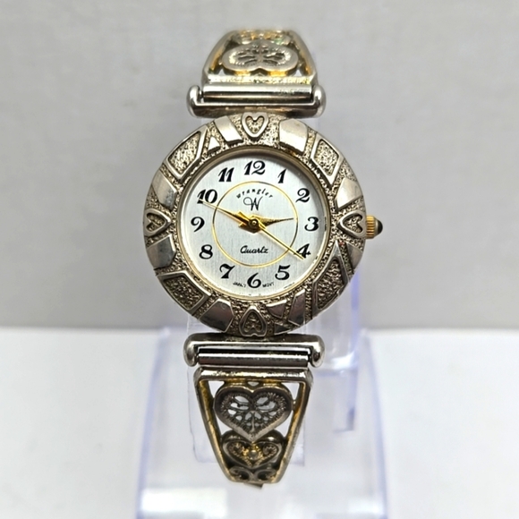 Womens Wrangler Heart Two Tone Quartz Watch With Stretch Band New Battery - Picture 1 of 10